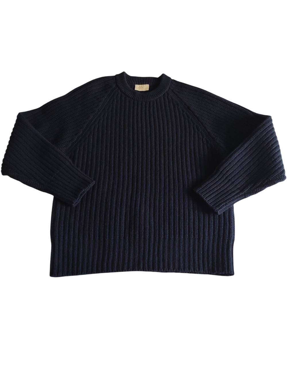 Casatlantic XL 100% Pure New Wool Blue Chunky Ribbed Sweater